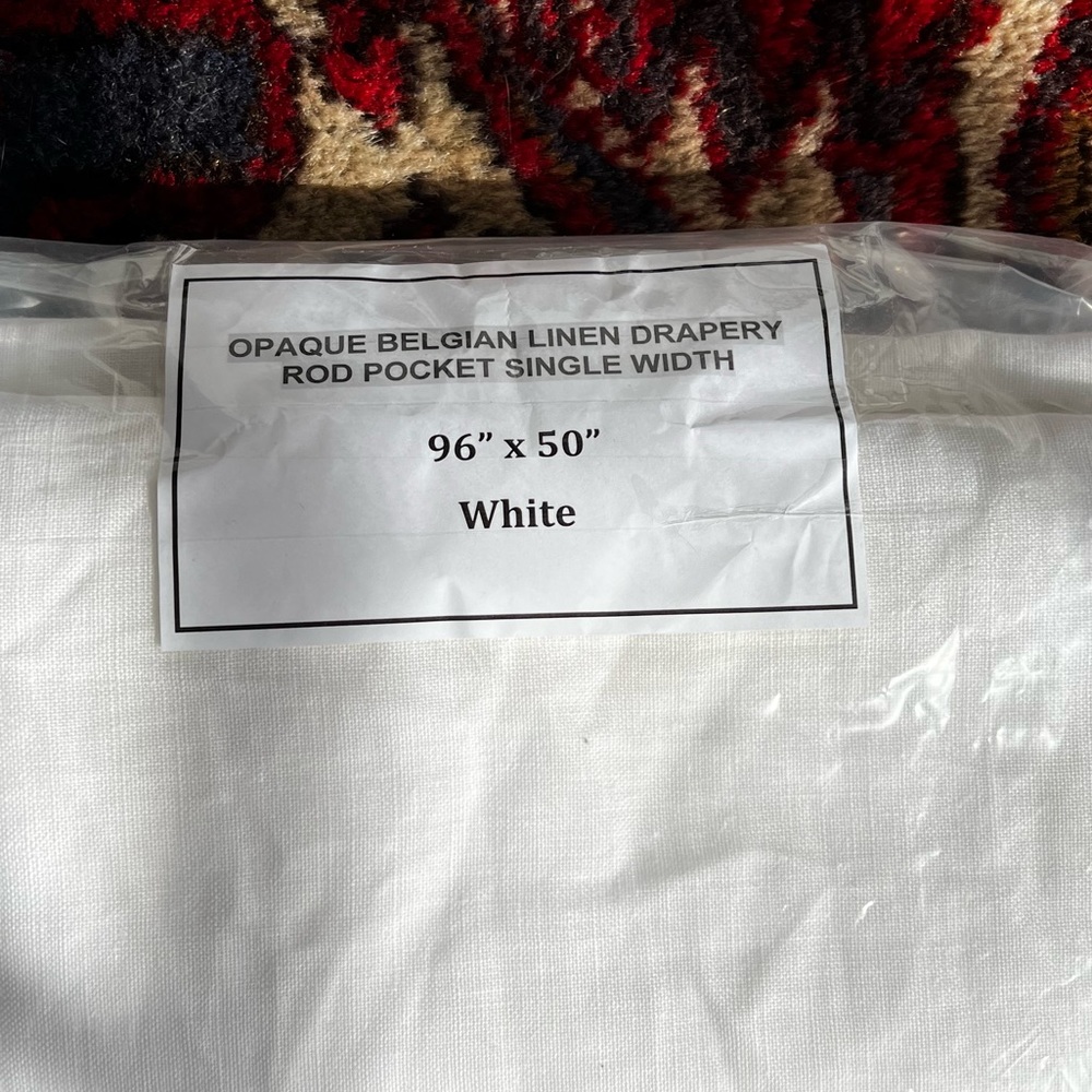 RH opaque Belgian linen drape rod pocket single width 96”x50”